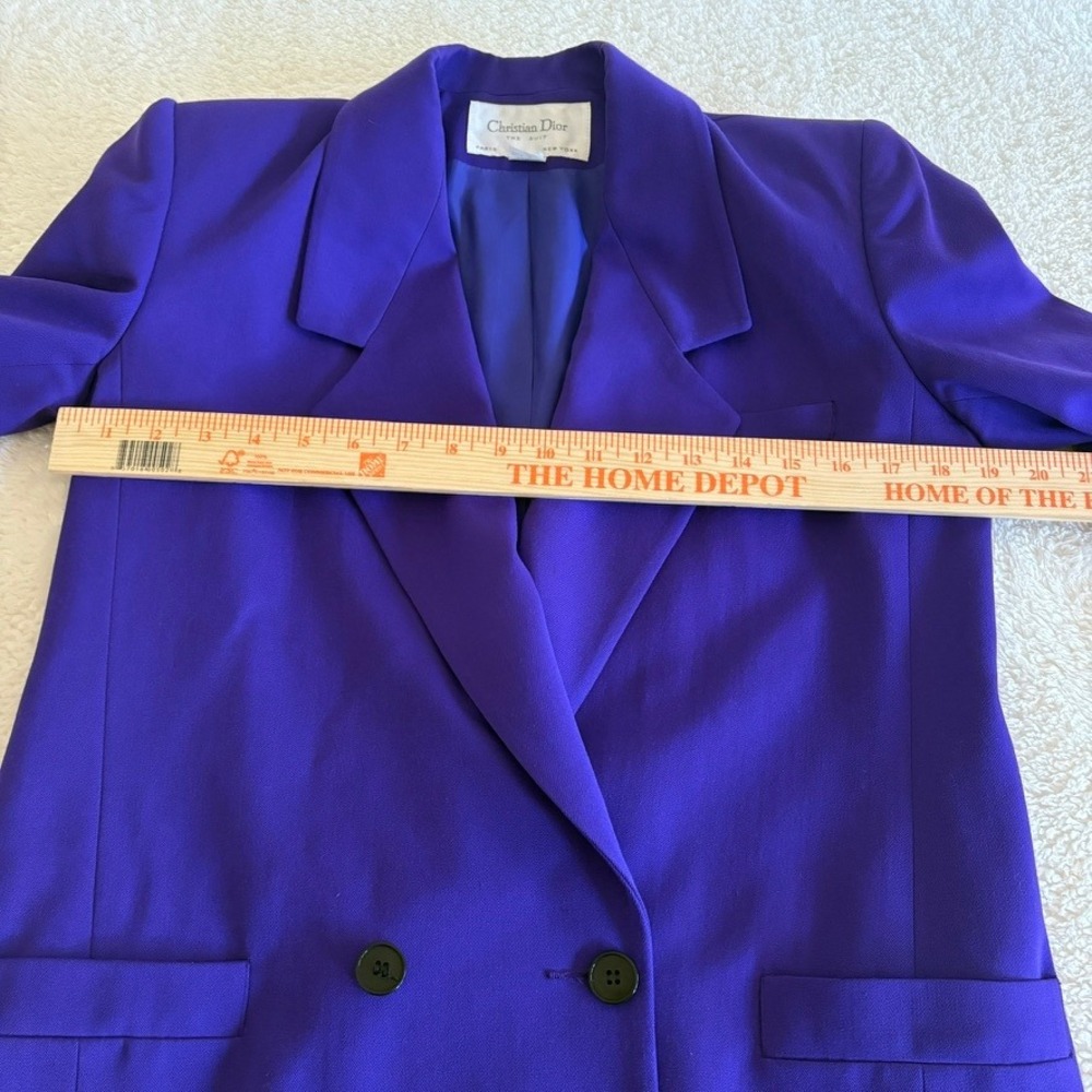 Christian Dior The Suit 1980's Purple Suit Skirt Set Wool Size 8 Purple Power - Picture 16 of 16